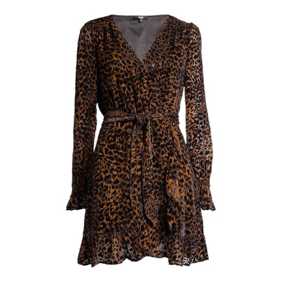 NWT Paige Ysabel Long Sleeve Leopard Print Velvet Burnout Silk Blend Dress 14 - Picture 1 of 12